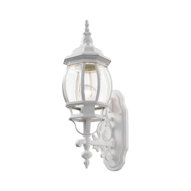 Livex Lighting 7520-13 Frontenac Traditional 1-Light Outdoor Wall Lantern with Clear Beveled Glass Shades, 21" x 7" x 21", White - Image 1